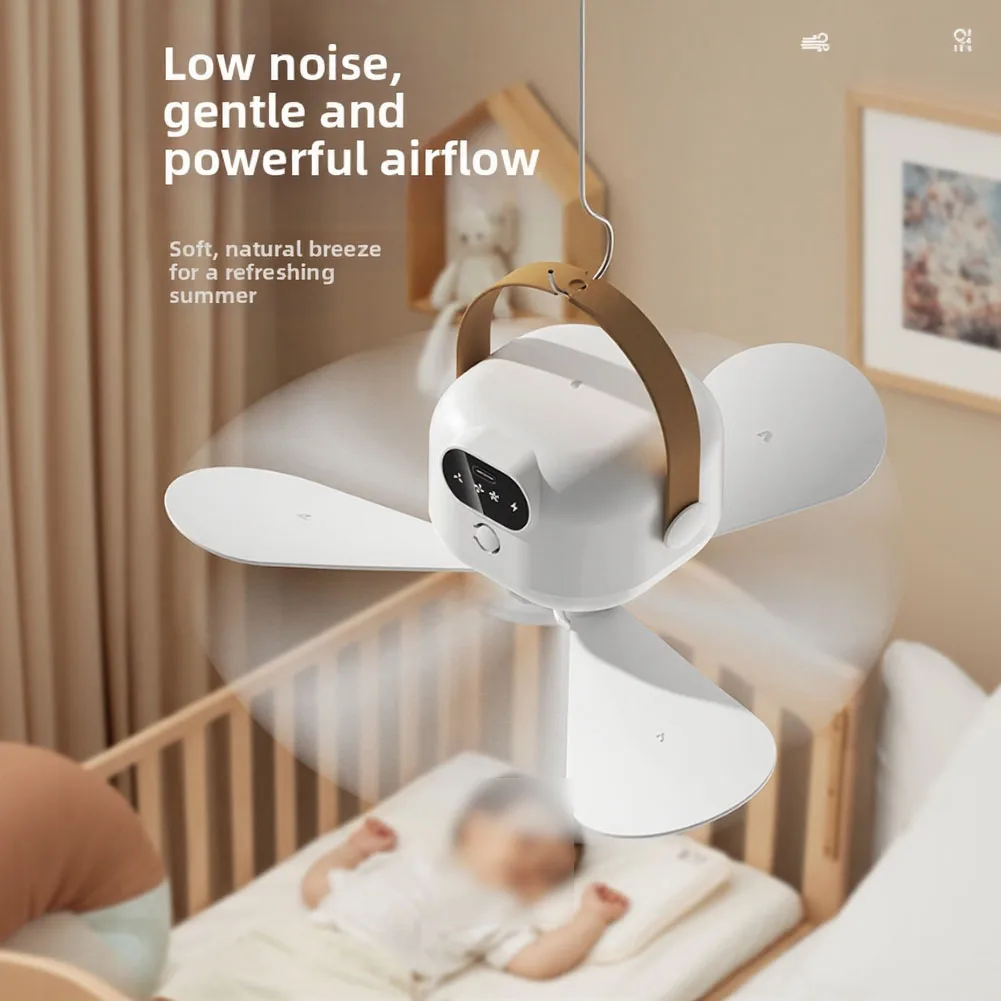 Foldable USB Rechargeable Ceiling Fan with Remote Control Designed for Camping RV Tent 5V 2A Charging Ambient Light Function
