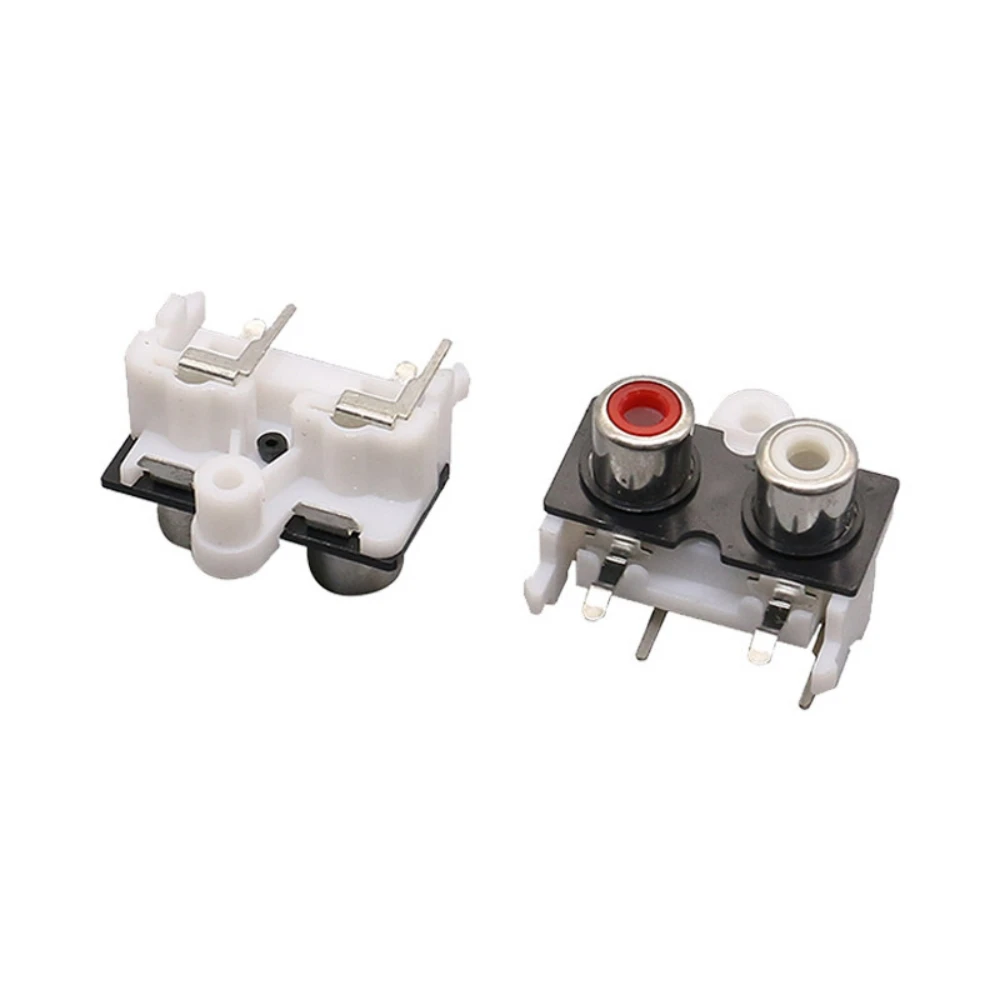 5pcs RCA 2 Pin Red + White Female Audio Video Plug Jack AV Socket Input and Output Dual Channel Connector
