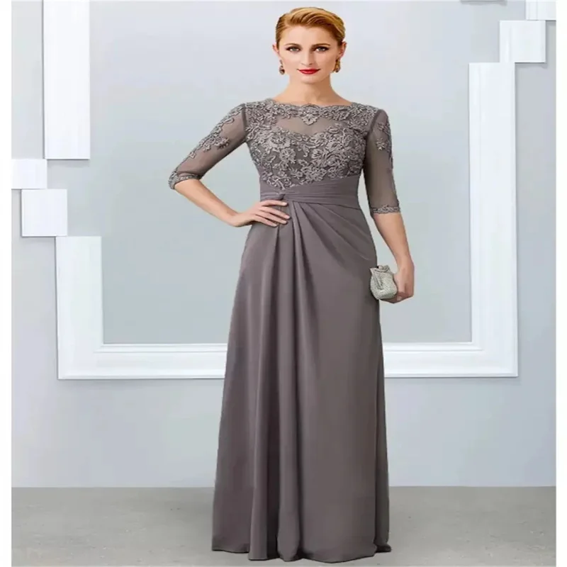 Chiffon Mother of the Bride Summer Dresses Long for Formal Occasions  Dresses Wedding Party Guest Dresses Half Sleeves Gowns