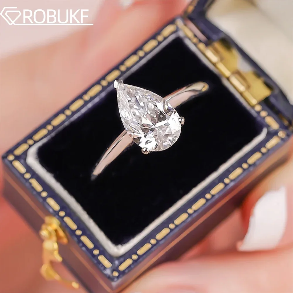 Pierścionki zaręczynowe w kształcie gruszki Moissanite Solitaire dla kobiet 1-4CT D kolor diamentu S925 srebro obrączka Fine Jewelry