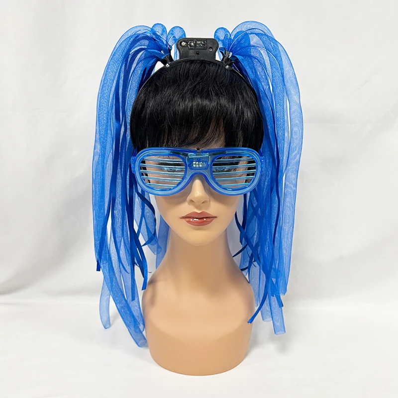 เครื่องประดับผมสีชมพูแบบถักเปียพร้อมแว่นตา ที่คาดผมเจ้าสาวสีชมพู ชุดคอสตูมสำหรับงานปาร์ตี้สละโสด งานแสดง ฮาโลวีน และคอสเพลย์