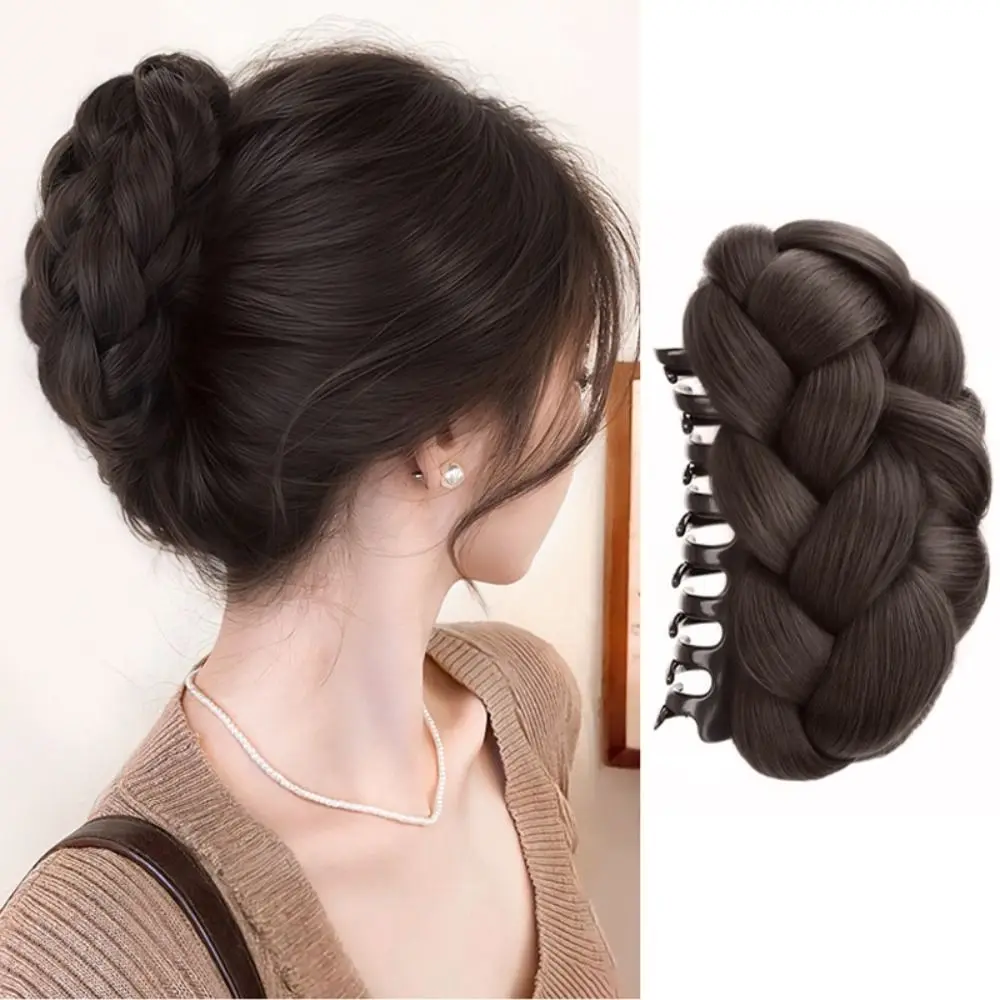 

New Synthetic Hair Bun Claw Clip Natural Fluffy Wig Hair Clip Black Brown Bun Head Wig Women