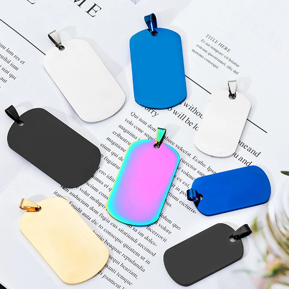 

5Pcs Laser Engraving Military Dog Tag Pendant Colorful Plating Metal Blank Necklace Accessories DIY Lettering Sheets Jewelry
