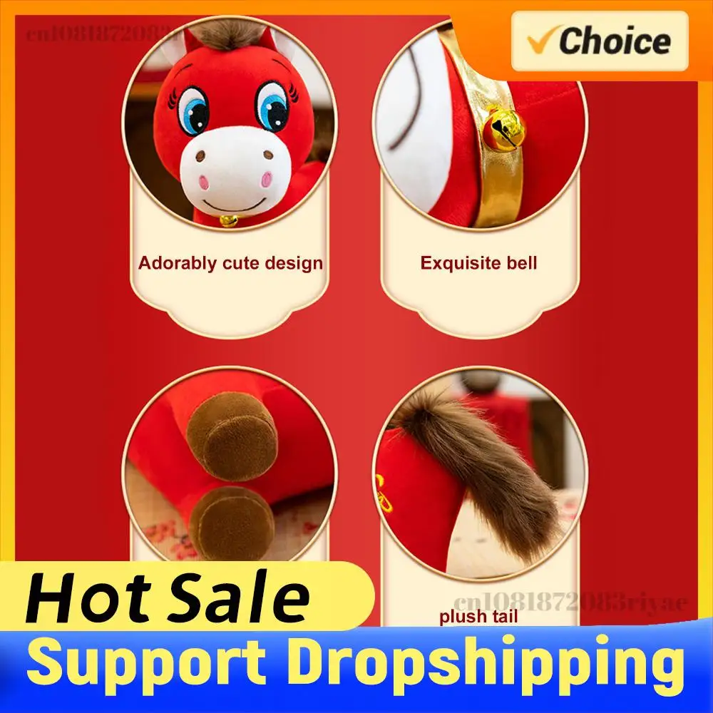 

Year of the Horse Mascot Crying Horse Plush Toy Stuffed Animal Soft Cuddly New Year Festival Gift Collectible Horse Doll Decor