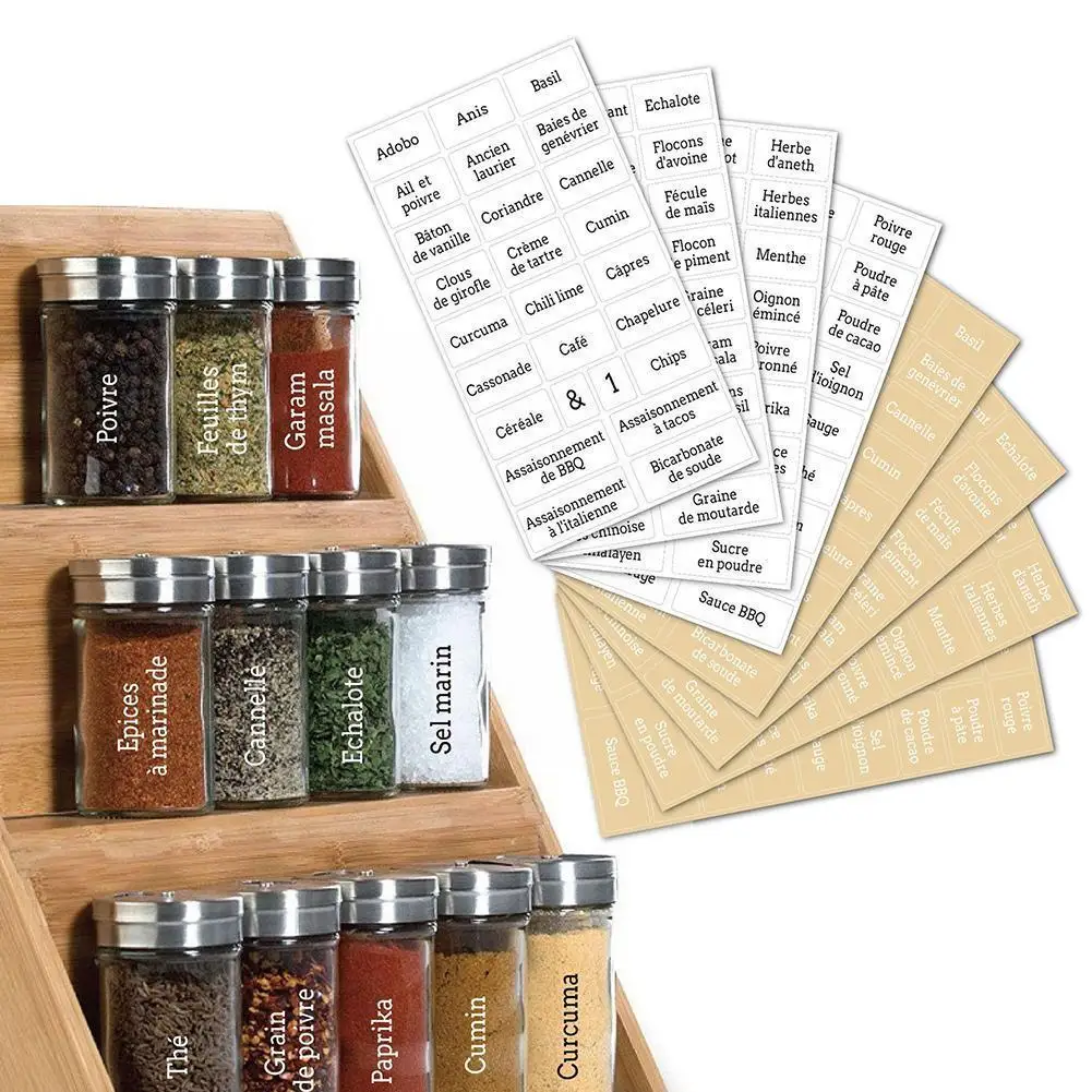 

8 sheets/set Transparent Waterproof Spice Perfume Labels French Label Stickers Kitchen Pantry Markers Sticker for Storage Bottle