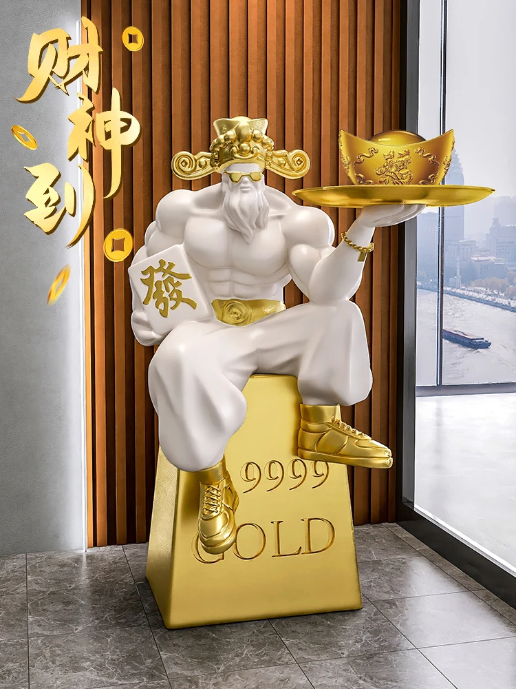 Home Decor Sculpture God Wealth Statue Ornaments Living Room Large Welcome Sculptures Decor Interior Figurines Shop Opening Gift