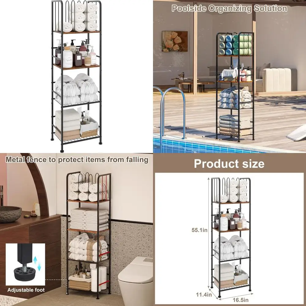 Toallero ree de pie, divisores desmontables en forma de M de 4 niveles, soporte de toalla de Metal duradero, soporte para artículos de piscina, almacenamiento que ahorra espacio