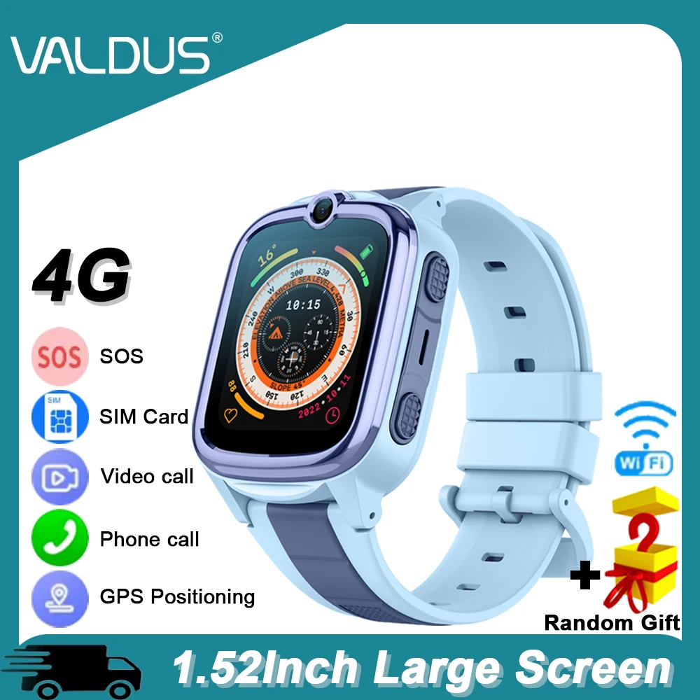 

VALDUS 2025 Новые детские часы VK59 4G HD Видеозвонок SOS 0,3 Mpix Камера SIM-карта WIFI GPS Позиционирование Детские умные часы Подарок для мальчиков