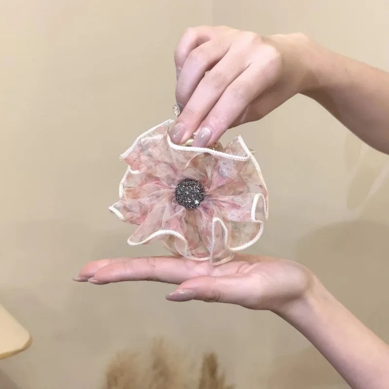 1 قطعة برعم زهرة رقيق مشبك شعر متوسط للنساء الراقية يشعر رائعة الجزء الخلفي من الرأس ملحق 2025 موضة الشعر العصرية