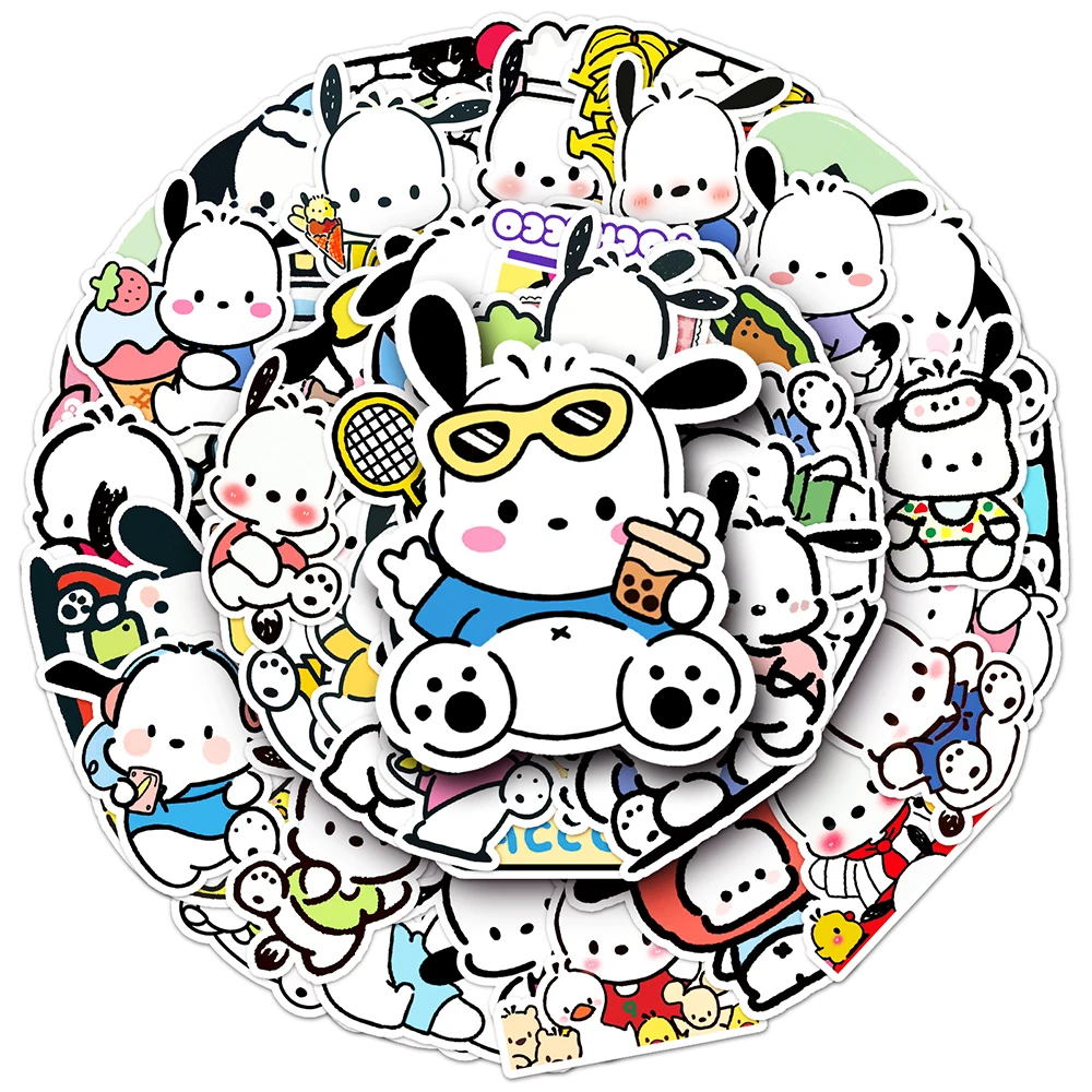 10/30/50pcs Cute Pochacco Anime Stickers Sanrio Graffiti Sticker DIY Phone Skateboard Notebook Kawaii Cartoon Decal for Kids Toy