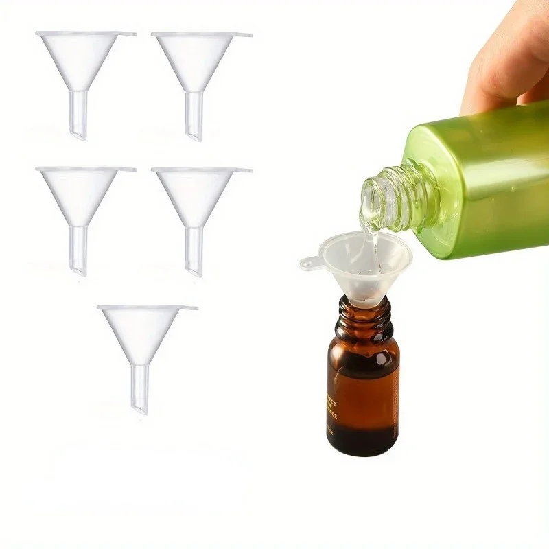 10 PCS Mini Plastic Funnels for Perfume Diffuser Bottles – Small Mouth Liquid Oil Funnels for Laboratory and Household Use