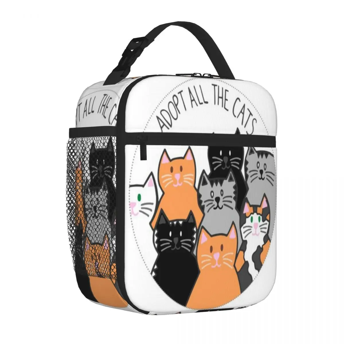 Bestselling Adopt All The Cats Feminine Meal Prep Bag Weekend Getaway Adjustable Strap Lunch Bag