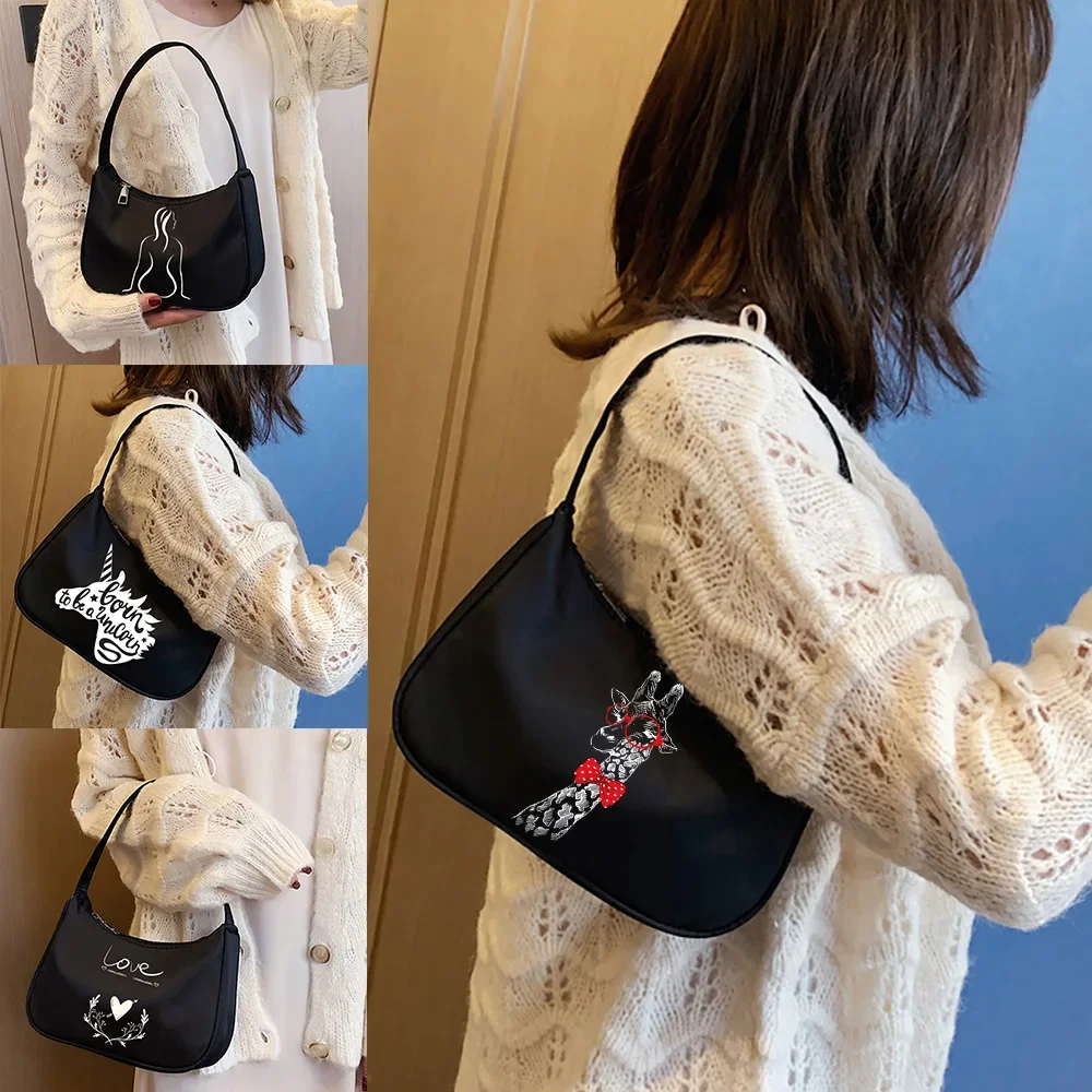 Instock！tote Bags Shoulder Bag Cute Pattern Print Series Casual Women Hobos Handbag Woman Underarm Bags Purse Commuter Clutch