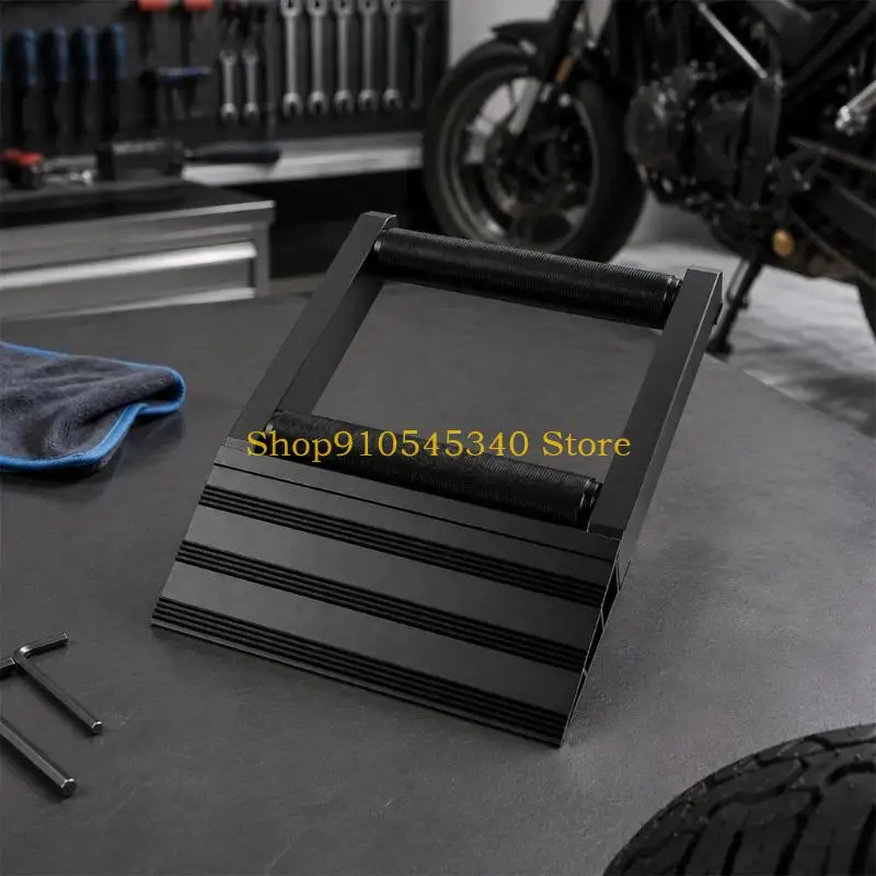 U2JA Motorcycle Wheel Support Roller for Chain Cleaning Tasks, Aluminum Maintenance Tool with Two Textured Rollers for Wheel