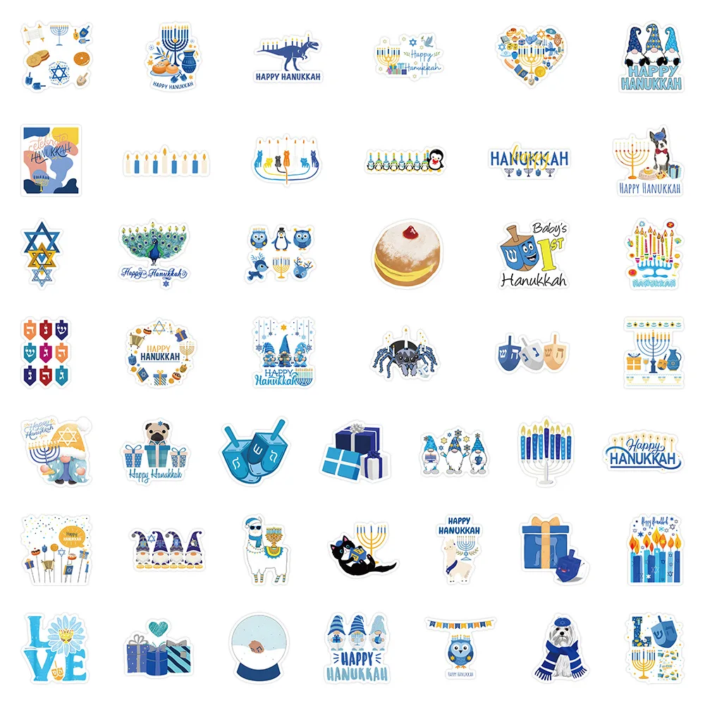 

50/100PCS Hanukkah Sticker Cartoon Creative Decorative Pencil Box Glasses Box Scrapbook Notebook Doodle Decal Kids Toy