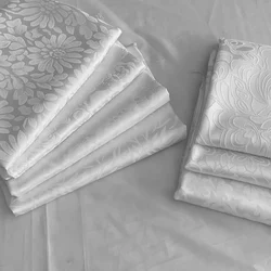 White Dark Patterned Jacquard Satin Fabric Retro Style for Clothing Dress Designer Diy Sewing Material Cloth By The Meter