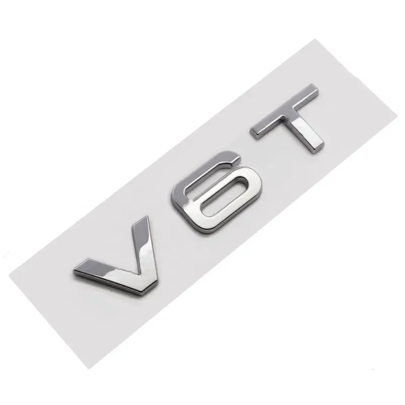 3D ABS V6T V8T Logo Car Rear Boot Trunk Side Fender Car Emblem Badge Sticker Decals For Audi A4L A5 A6L A7 S4 S5 Car Accessories