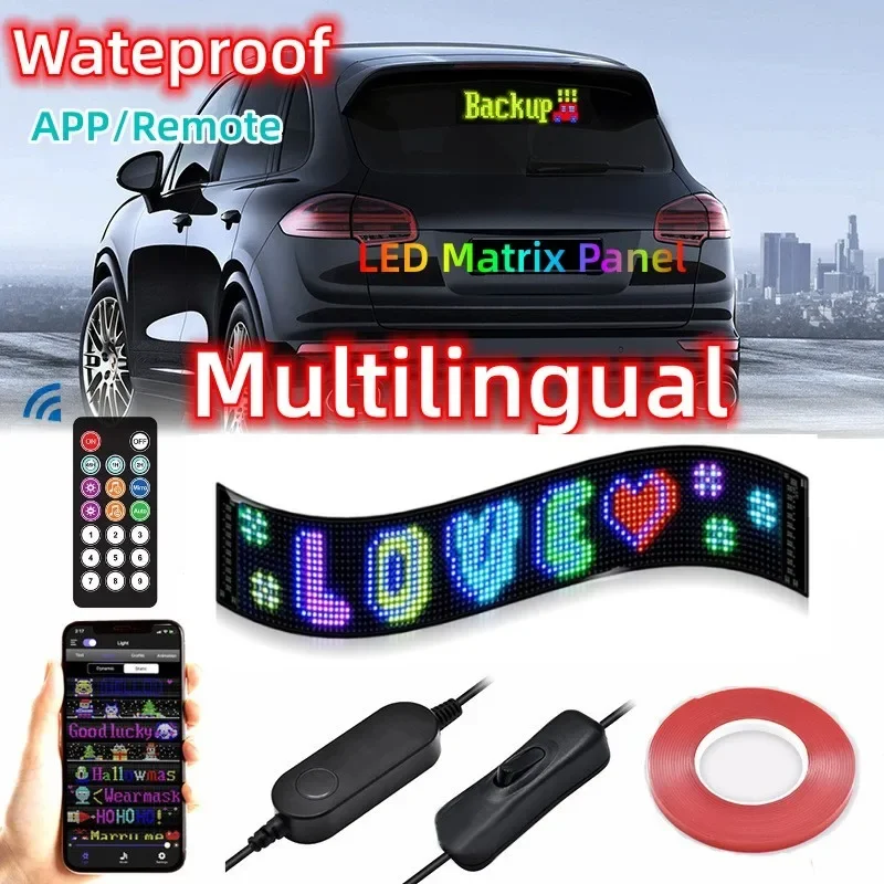 Led Flexible Car Advertising Screen APP Remote Waterproof LED Matrix Pixel Panel 5V USB DIY Pattern Graffiti Scrolling Text Bar