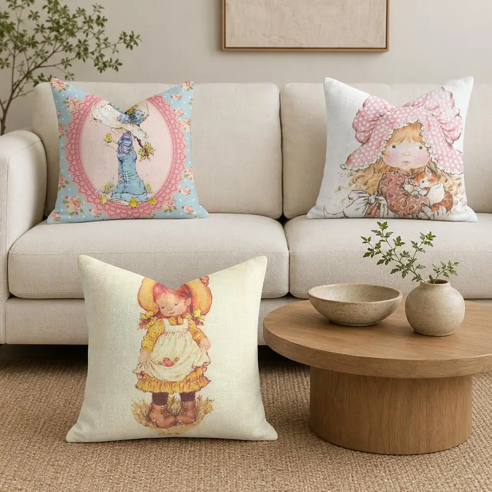 S-Sarah Kay Holly H-Hobbie Cushion Cover Plush Fabric Soft Double-Sided Printed Sofa Warm Winter Home Gift Pillow Cover