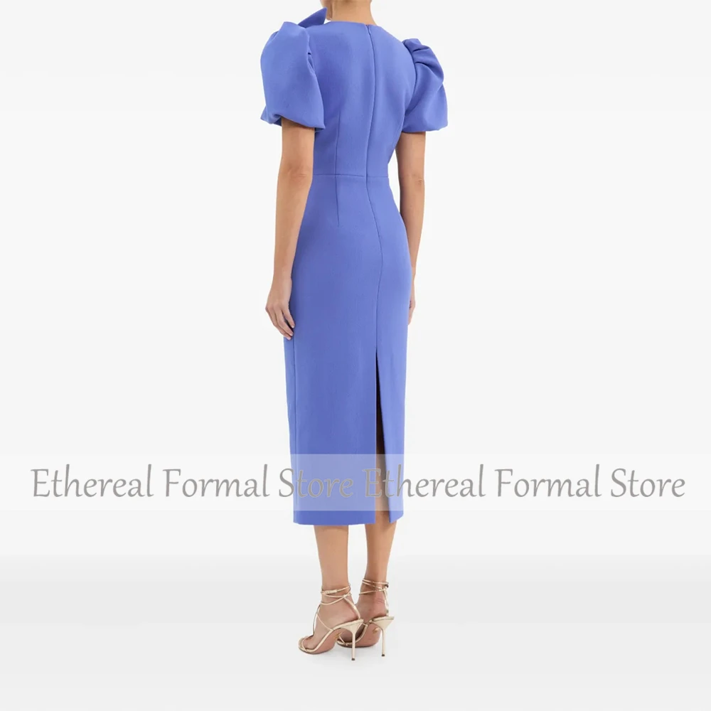 ชุดราตรีงานแต่งงานทรงเมอร์เมด ยาวระดับชา แขนพองสั้น สไตล์ซาอุดิ พร้อมโบว์ สำหรับงานพรอม