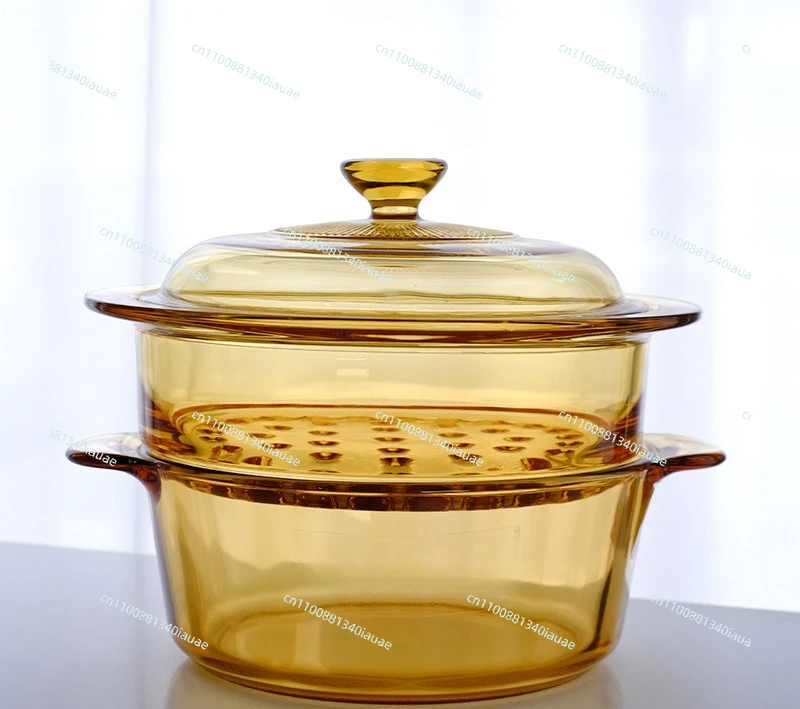 

Янтарный стеклянный пароварочный горшок для кейтеринга и домашнего использования, термостойкий, для прямого нагрева на открытом огне