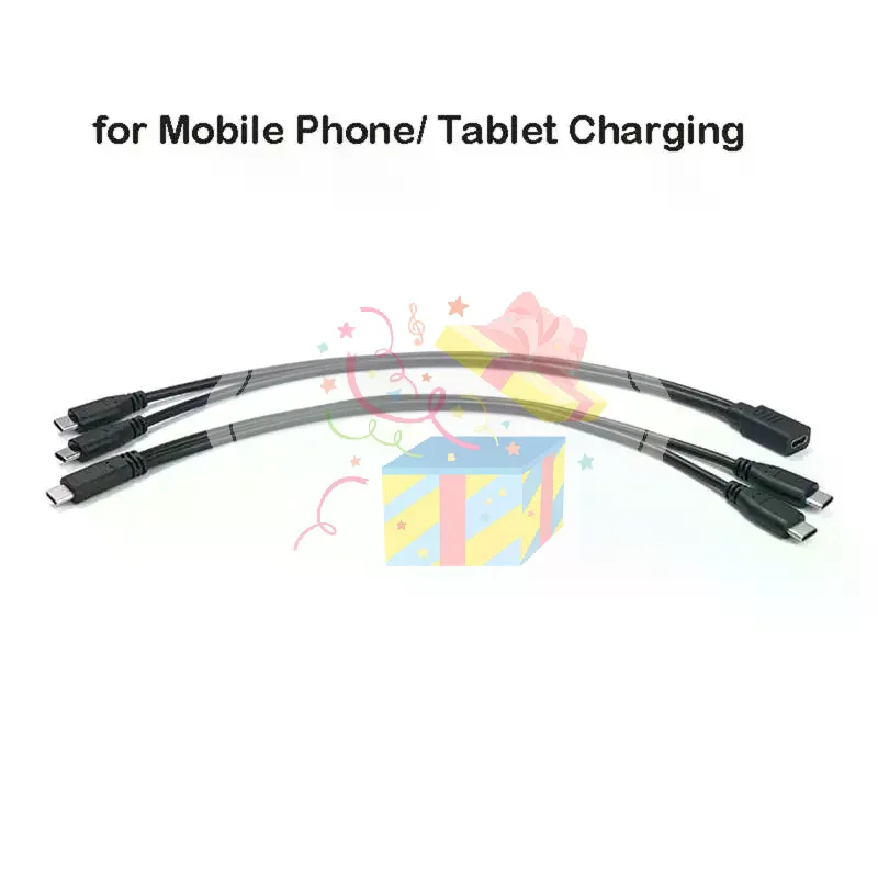 USB C Cable Splitter Type C 1 To 2 Extension Cable Wire For PC Phone Tablet 15W 3A Power Adapter Cord Charging Converter Line