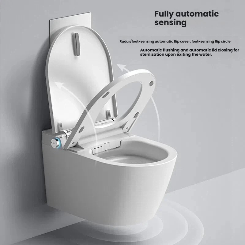 Intelligent Wall Mounted Toilet Suspended Concealed Water tank Integrated Fully Automatic Flip Top Ceramics Toilet