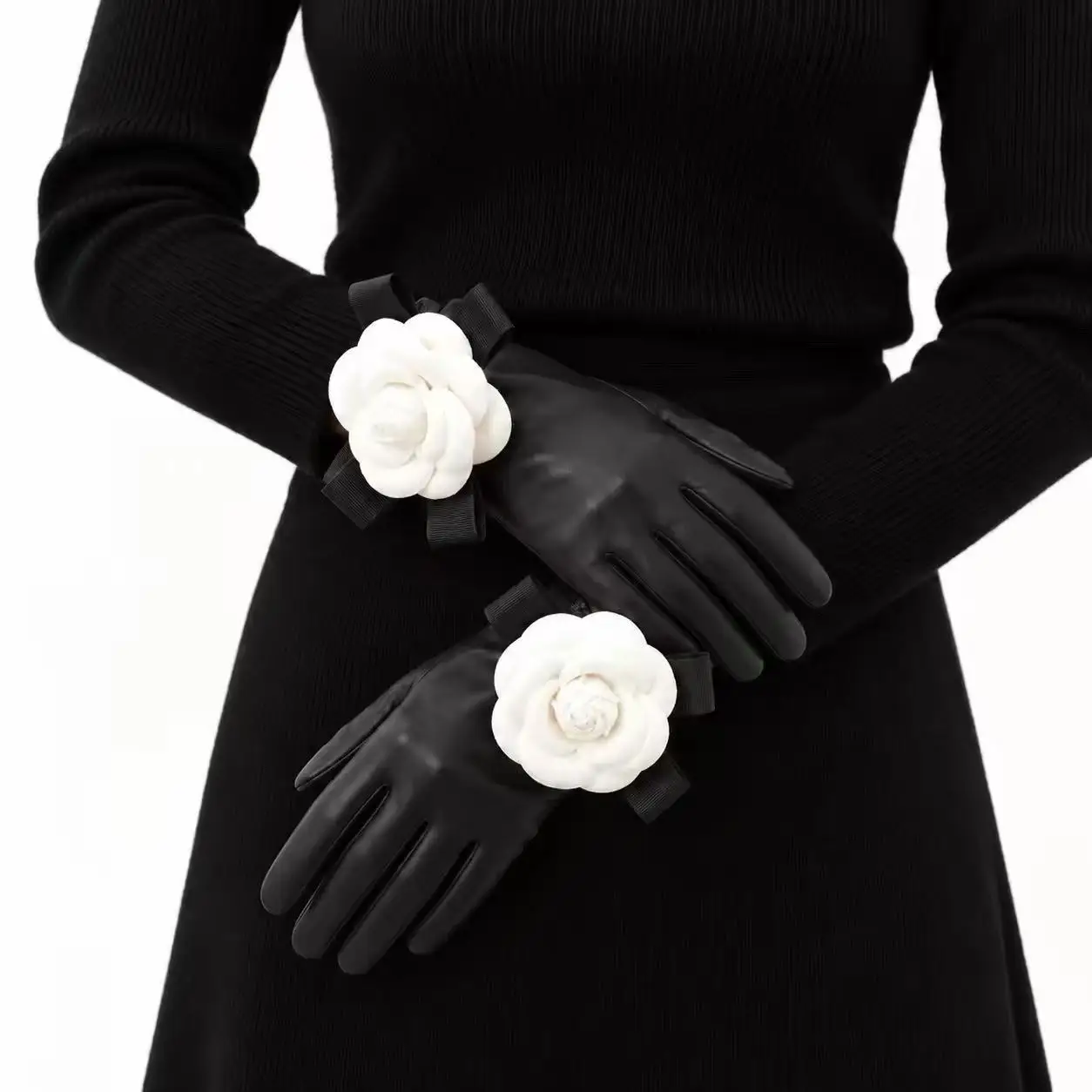 guanti-eleganti-da-donna-in-vera-pelle-di-lusso-con-decorazioni-floreali-bianche-3d-modello-classico-a-dita-intere-perfetti-per-l'autunno-e-l'inverno-ideali-per-matrimoni-feste-e-per-guidare