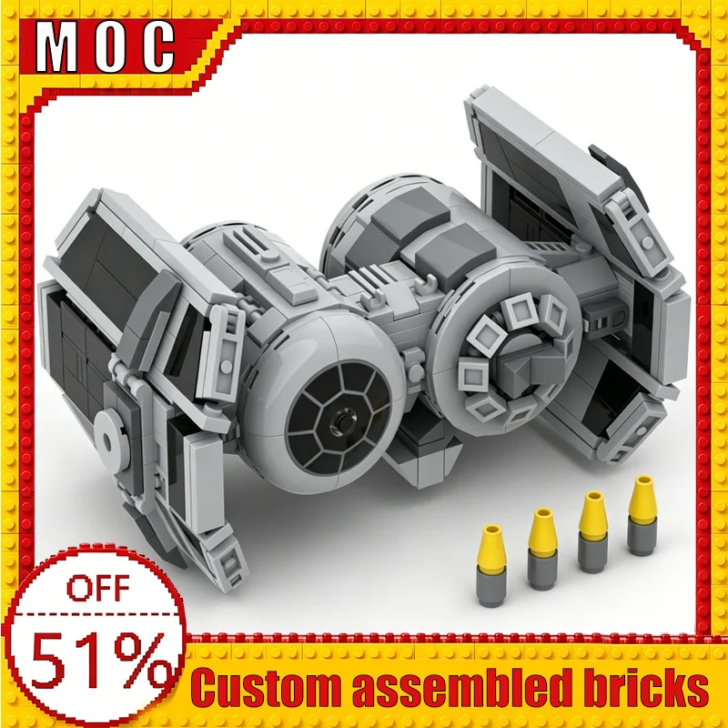 

416PCS TIE With Drop Function War Series Technology Bombing Starfighter MOC Model Building Blocks DIY Assembly Educational Gift