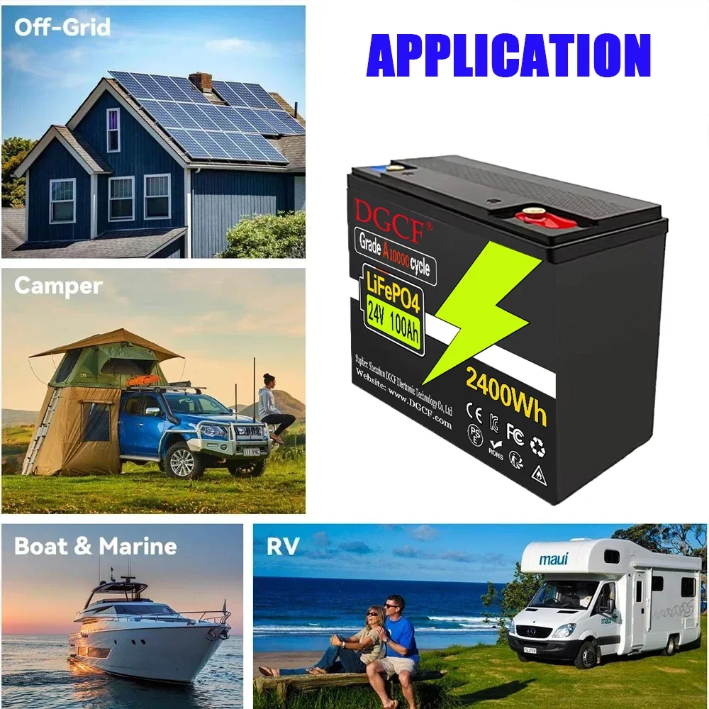 

100Ah-500Ah LiFePO4 Lithium 24V Battery, Built-in 200A BMS, Rechargeable Battery, for RV/Camper, Solar, Marine, Overland/Van