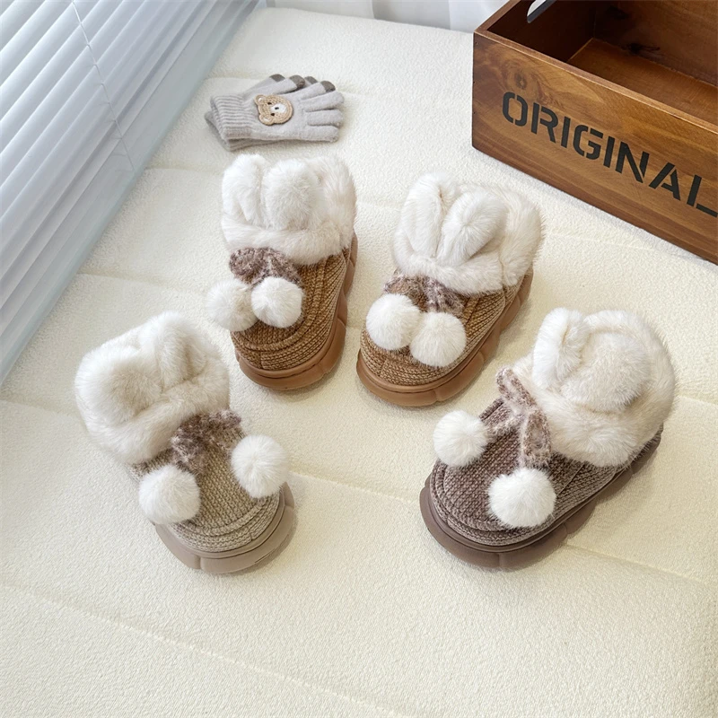 

Детские хлопковые сапоги для девочек, зима 2024, новая мода в корейском стиле, нескользящие универсальные милые зимние сапоги принцессы на мягкой подошве