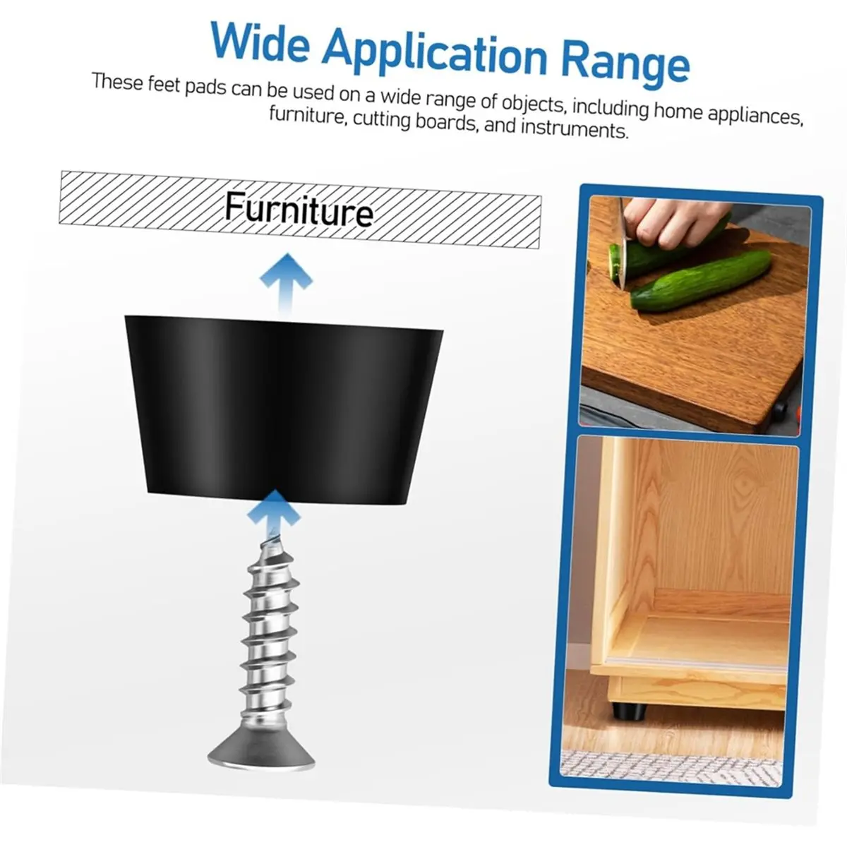 60pc Plastic Furniture Leg Pads Non Slip Cutting Board Feet Protectors Easy Install Wide Application,Table Mat Protector