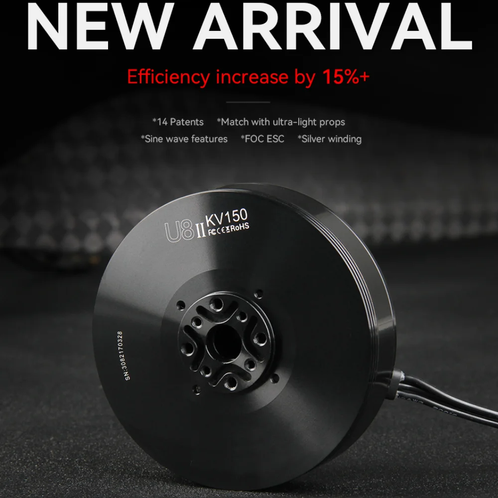 

T-MOTOR U8 II KV85 Бесщеточный двигатель Промышленный водонепроницаемый двигатель БПЛА с максимальной тягой 7,1 кг для БПЛА Вертолет Мультиротор RC Дрон