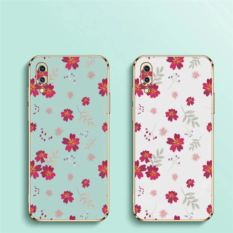 سيليكون لينة حافظة هاتف من البولي يوريثان ل Vivo Y30 Y33S Y33T Y35 Y36 Y22S Y27 Y28 Y50 Y51A Y30 Y30i Y31 2021 زهرة اللوحة غطاء #6