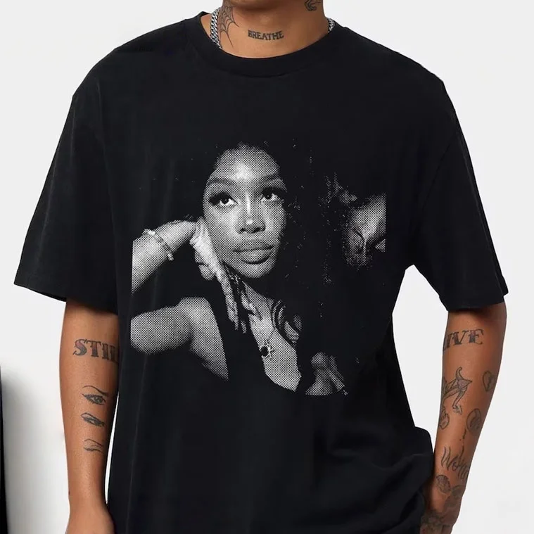 American Hip-hop Character Pattern Printed T-shirt Casual Fashion Oversized T-shirt Harajuku Gothic Retro Tshirts Unisex Y2k Top