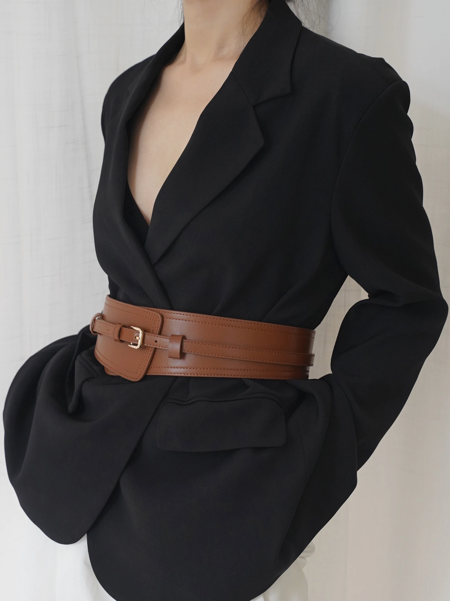 Ceinture Amovible en Cuir pour Femme, avec Poignée, Style Vintage, pour Manteau et Robe