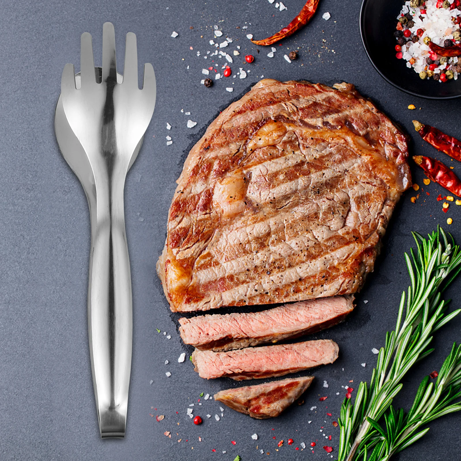 

1Pcs Stainless Steel Food Clip Premium Bbq Tong Ergonomic Handle Anti-Skid Design Heat Resistant Lightweight for Barbecue Steak