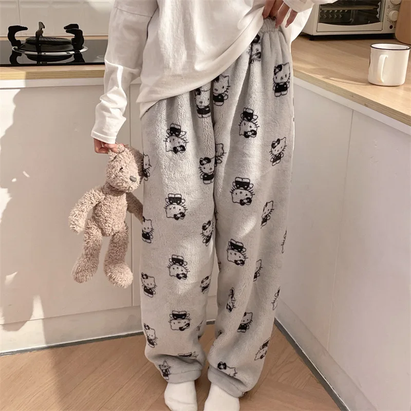Nowe spodnie do spania Sanrio Hello Kitty w stylu Y2K, damskie spodnie domowe, jesienne ubrania domowe, prezent na Halloween i Boże Narodzenie dla dziewczynek