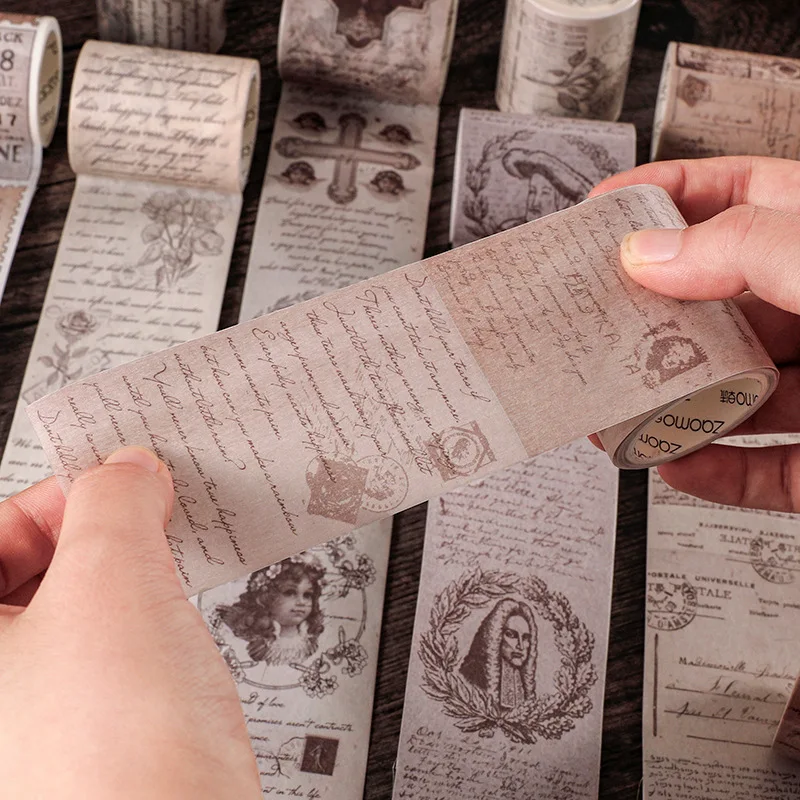1roll Vintage Poems Ticket Letters Plants Washi Tape Decorative Adhesive Tape Decora Diy Scrapbooking Sticker Label image 2