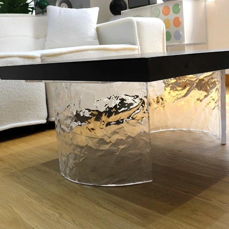 Acrylic processing transparent table foot dining  island support frame special-shaped ice crack leg water rippl