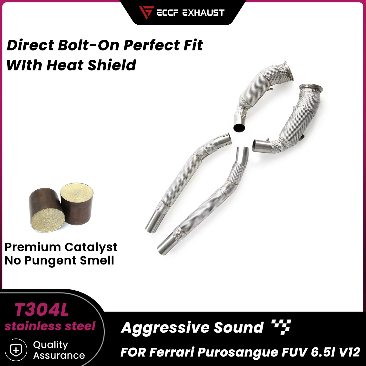 

Stainless Steel Downpipe With Heat Shield For Ferrari Purosangue FUV 6.5l Aggressive Exhaust Sound High Flow Performance Upgrade