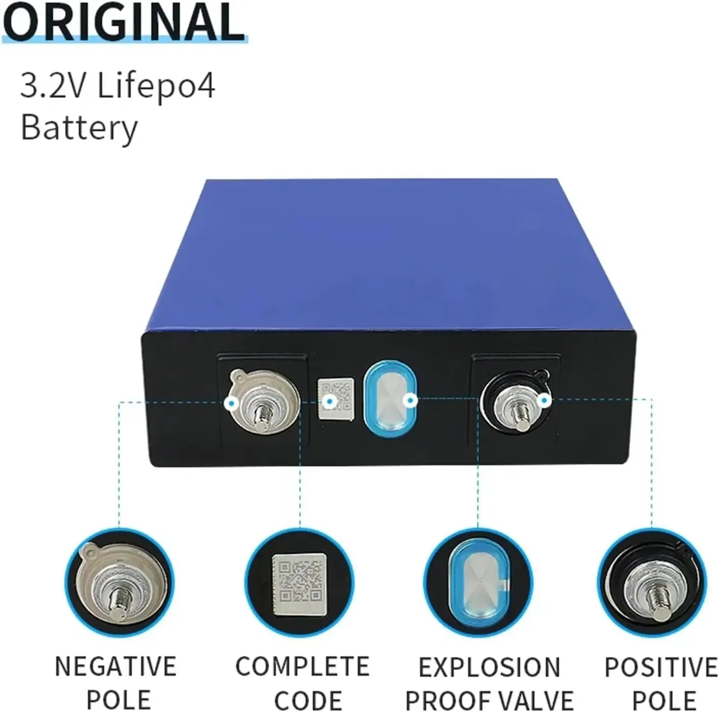 Image of ECGSOLAX 3,2V 100Ah 4 Stück LiFePo4 Batterie 8000+ Zyklen Lithium-Eisenphosphat Wiederaufladbarer Batteriepack für Camping-Solarsysteme