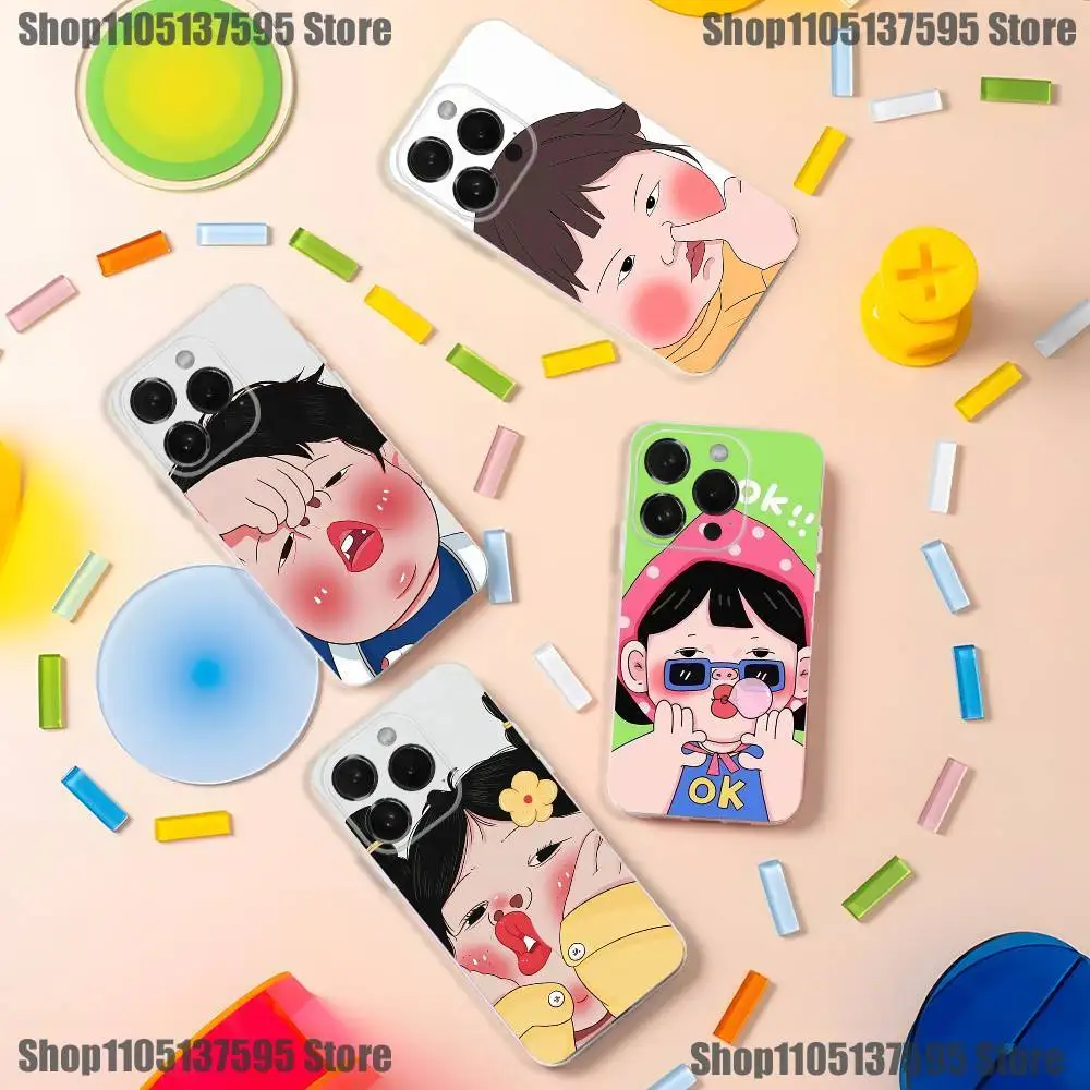 Funda de teléfono divertida y bonita para iPhone 16,15,14,13,12,11 Pro,Max,Plus,X,XS,XR,SE4,E Mini, funda suave transparente