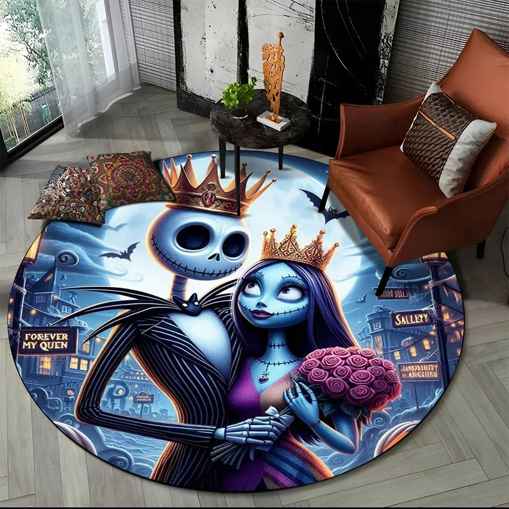 

2025 New Christmas Cartoon The Nightmare Before Round Area Rug,Carpet for Living Room Bedroom Sofa Decor,pet Non-slip Floor Mat