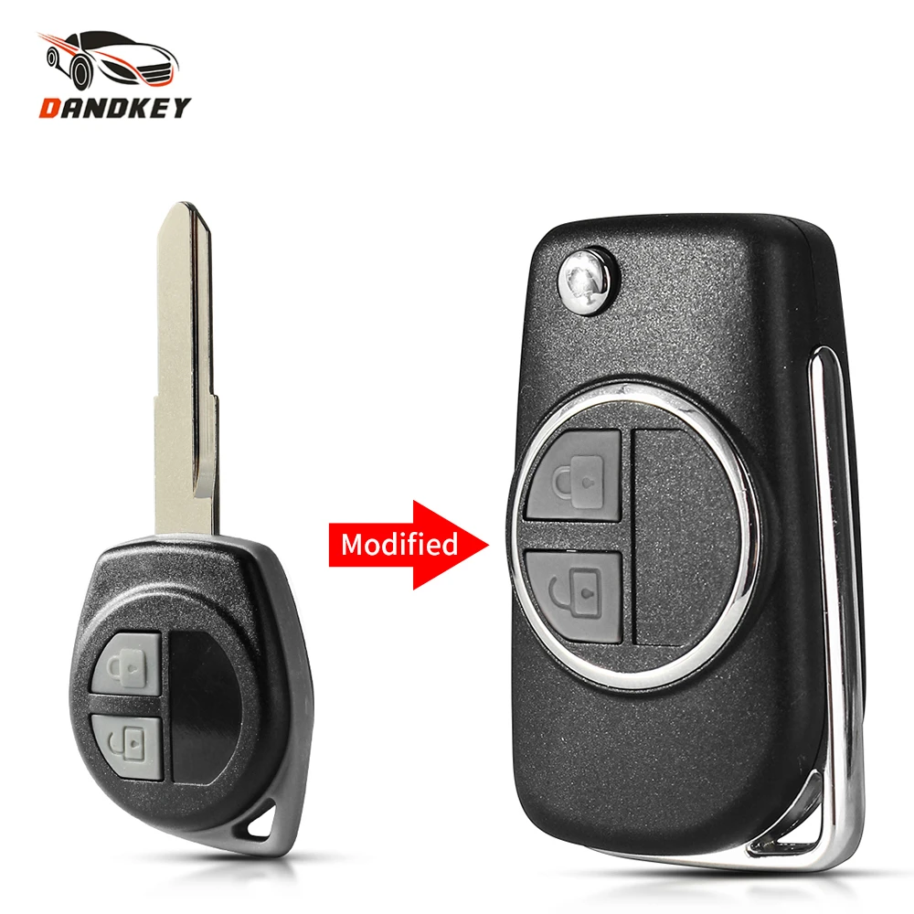 Dandkey 2 Buttons Modified Flip Folding Remote Car Key Shell For Suzuki Swift SX4 Alto Vitara Ignis Jimny Splash Auto Key Case