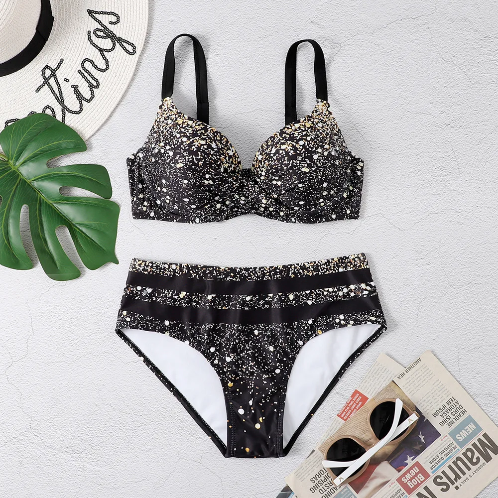 Sexy Push Up Bikini Set 2023 Women Printed Swimsuit Mid Waist Swimwear Female Bathers Swimming Bathing Swim Suit Beachwear