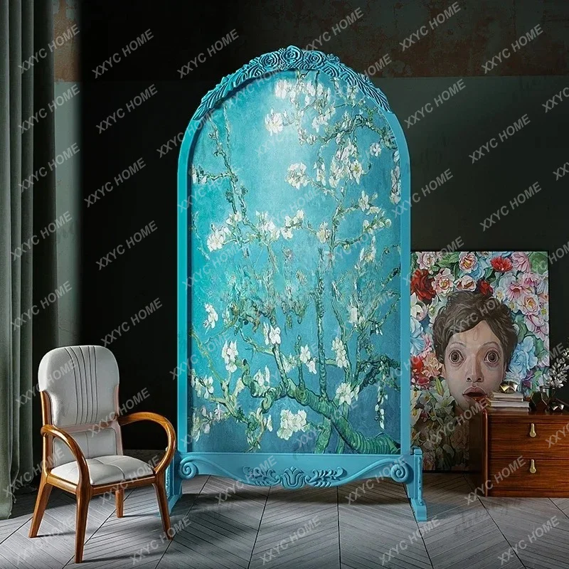 XXstyle carved carved screen, living room entrance partition entrance, study occlusion seat screen art apricot