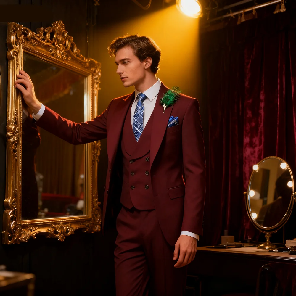 

Wedding Suits for Men, Casual Business Suit, High-end Slim Fit, Party Prom Suit, Groom Tuxedos, Jacket, Vest, Pants, 3 Pcs Set