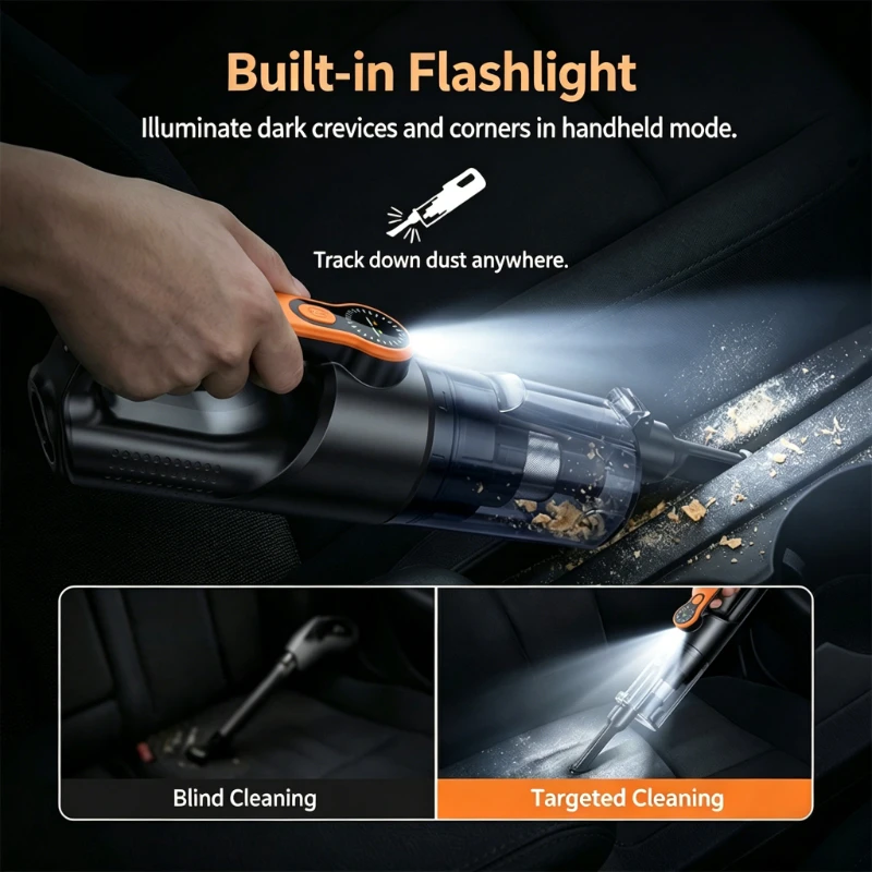 Multifunction Wireless Handheld car Vacuum Cordless Handheld LED lighting Chargeable Auto Vacuum for Home & Car Mini Cleaner