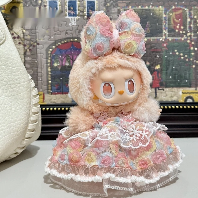 

Платье принцессы с мечтательным бантом длиной 17 см для кукол — носимый наряд 2-го и 3-го поколения, сменный костюм в стиле фэнтези-гардероб для Labubu
